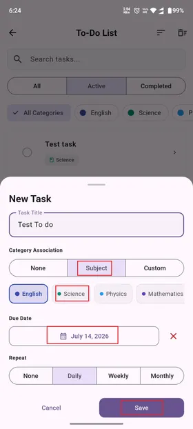 Managing tasks screenshot