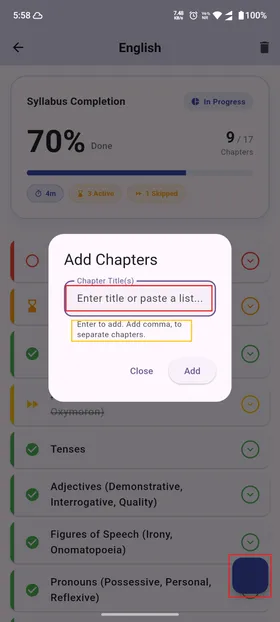 Adding chapters screenshot