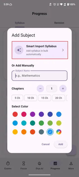 Setting up a subject - AI Import option