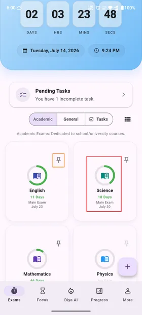 Setting up academic countdown step 1
