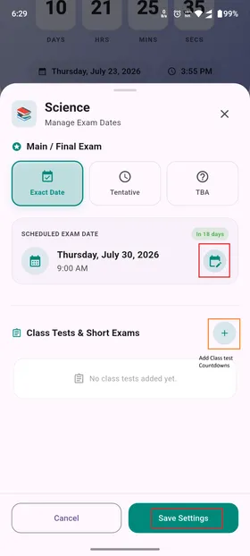 Setting up academic countdown step 2