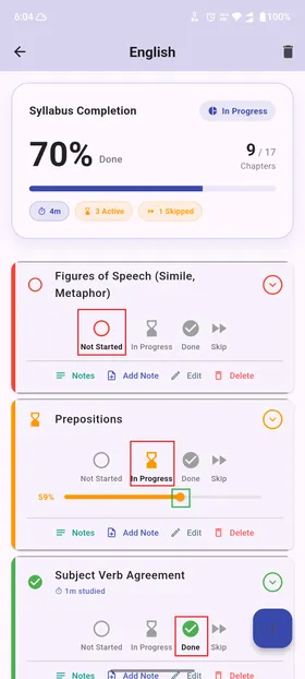Marking progress screenshot