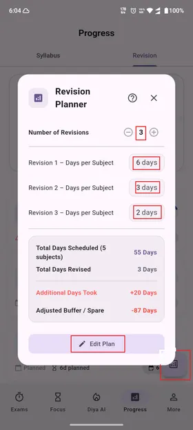 Revision Progress card screenshot