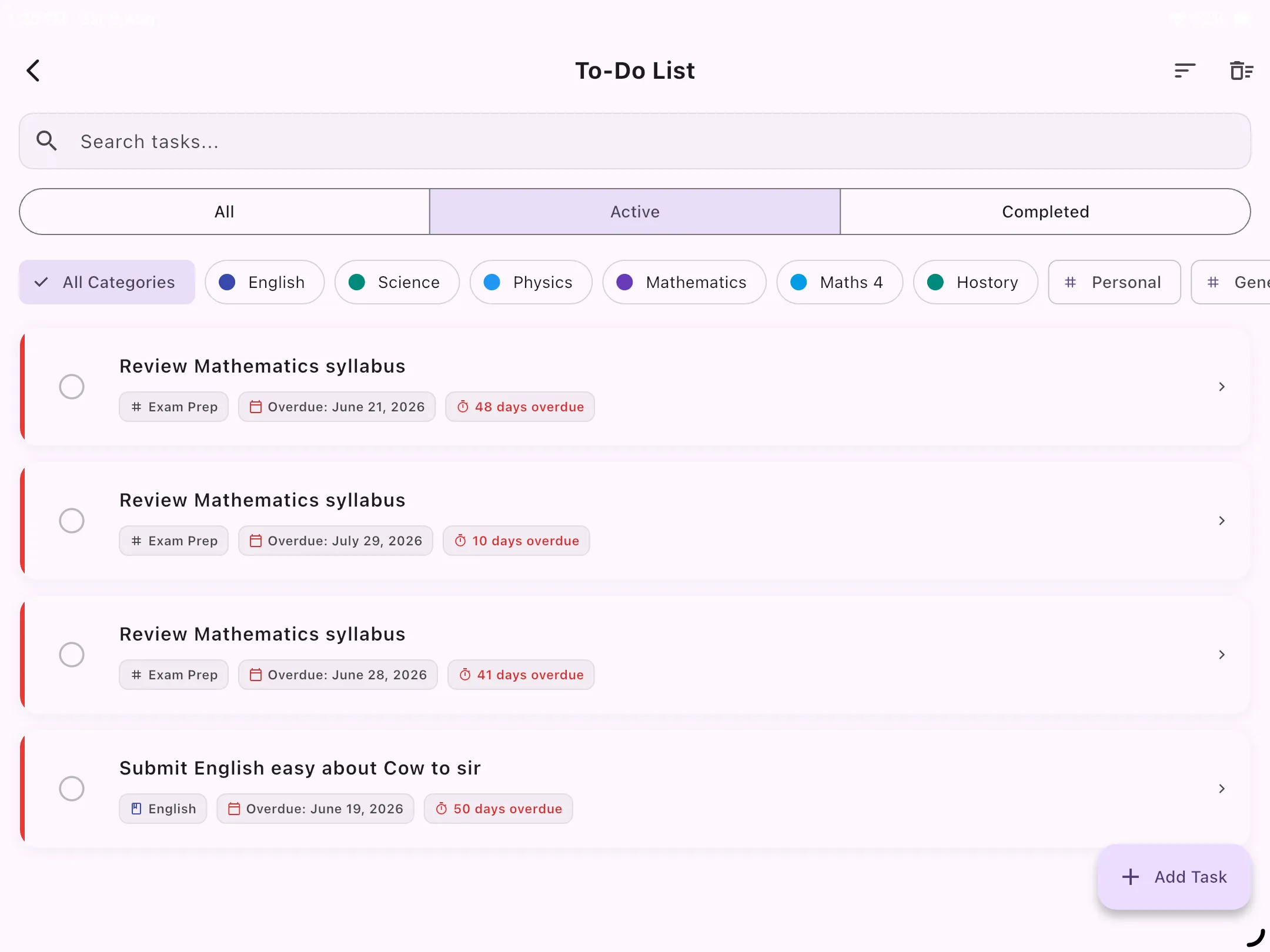 To-Do List Tablet Preview showing subject task management and daily checklists